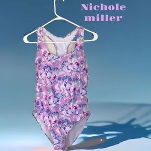 NICOLE MILLER STUDIO NWT ONE PIECE BATHING SUIT SWIM RACER BACK CABANA HIBISCUS